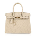 Birkin 30 Bag Ostrich Parchemin Gold Hardware New w/Box