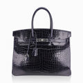 Birkin 35 Bag Blue Marine Porosus Crocodile with Palladium Hardware