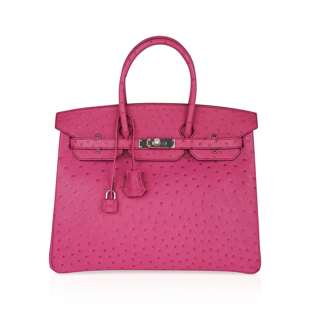 Birkin 35 Bag Fuchsia Ostrich Palladium Hardware