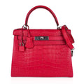 Kelly 28 Bag Rose Extreme Matte Alligator with Palladium Hardware