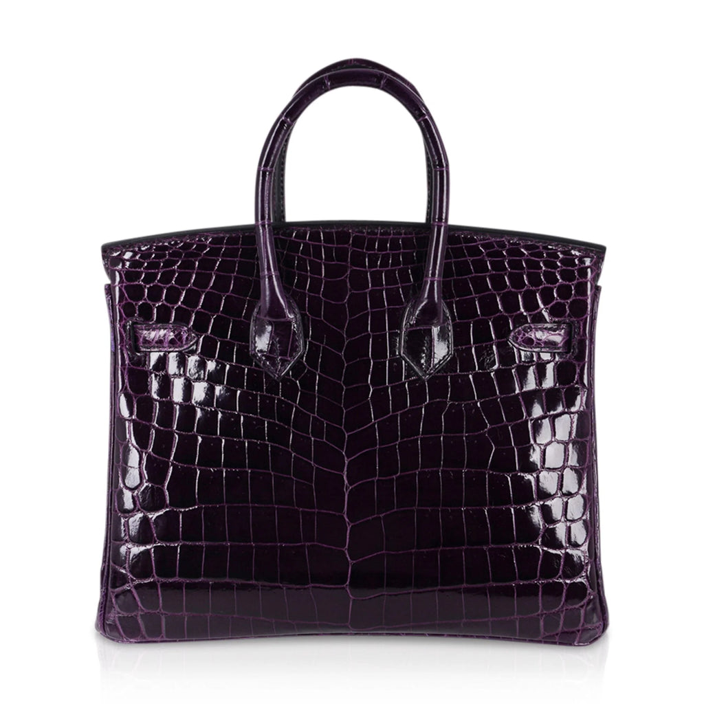 Birkin 25 Bag Aubergine Niloticus Crocodile with Gold Hardware