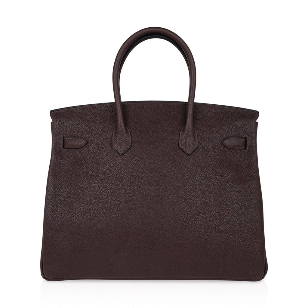 Birkin 35 Bag Ebene Barenia Faubourg Leather with Palladium Hardware