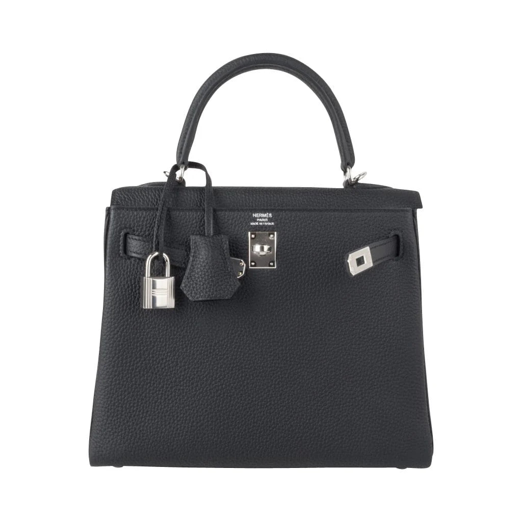 Kelly 25 Bag Black Togo Palladium Hardware (Retourne)