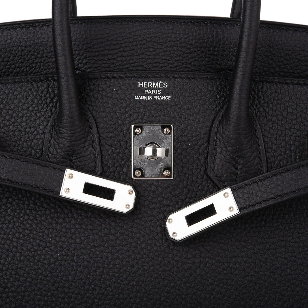 Birkin 25 Bag Black Palladium Hardware Togo Leather