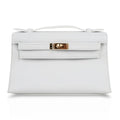 Kelly Pochette Clutch Bag Very Rare White Gold Hardware