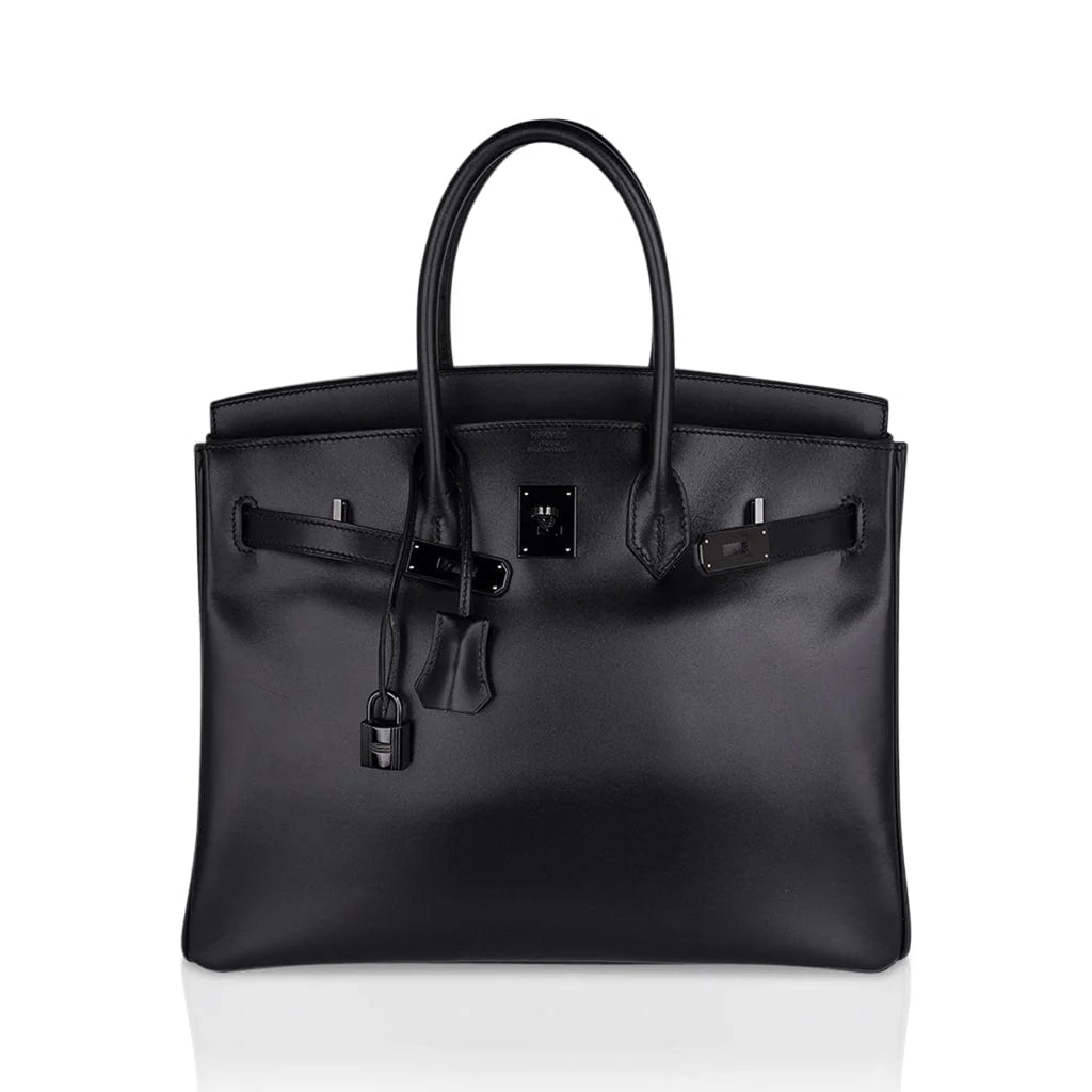 Birkin 35 Bag So Black Box Leather Limited Edition Very Rare