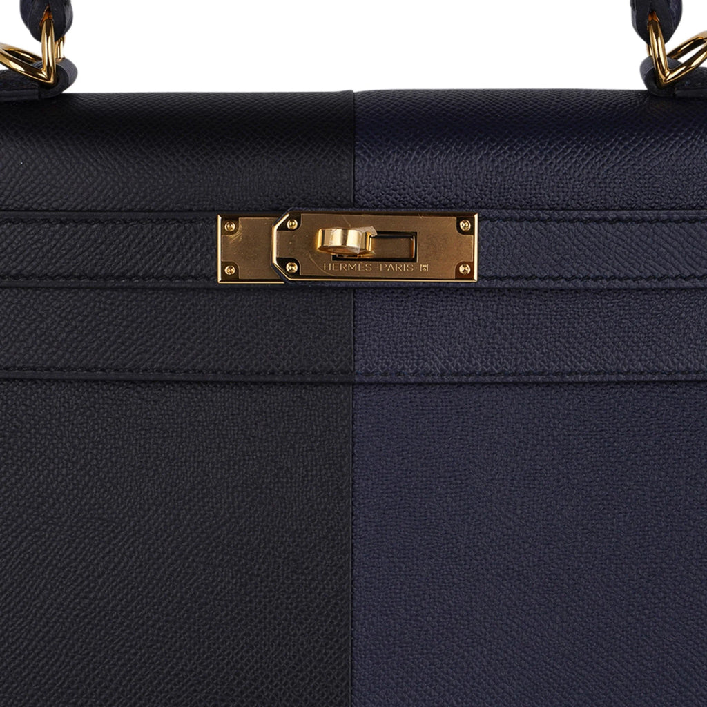 Kelly Casaque 28 Bag Black / Bleu Indigo Sellier Limited Edition