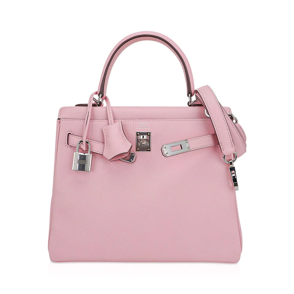 Kelly 25 Bag Rose Sakura Swift Leather with Palladium Hardware