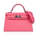 Kelly 20 Mini Sellier Bag Rose Lipstick Chevre Leather Palladium Hardware