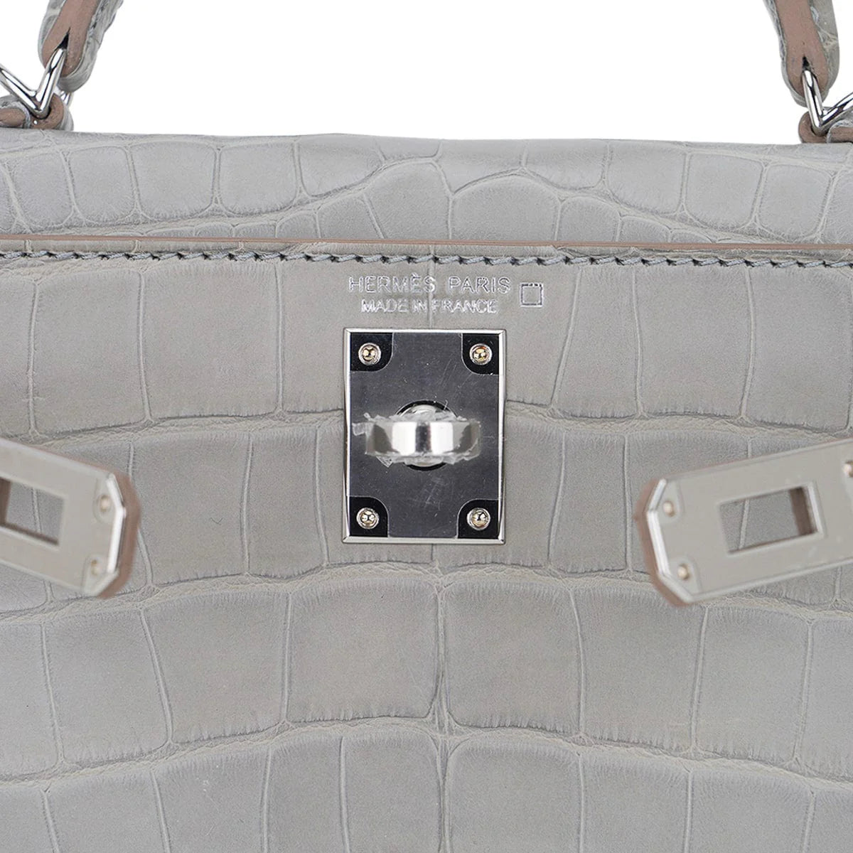 Limited Edition Mini Kelly 20 Sellier Matte Gris Perle Alligator Bag Palladium Hardware