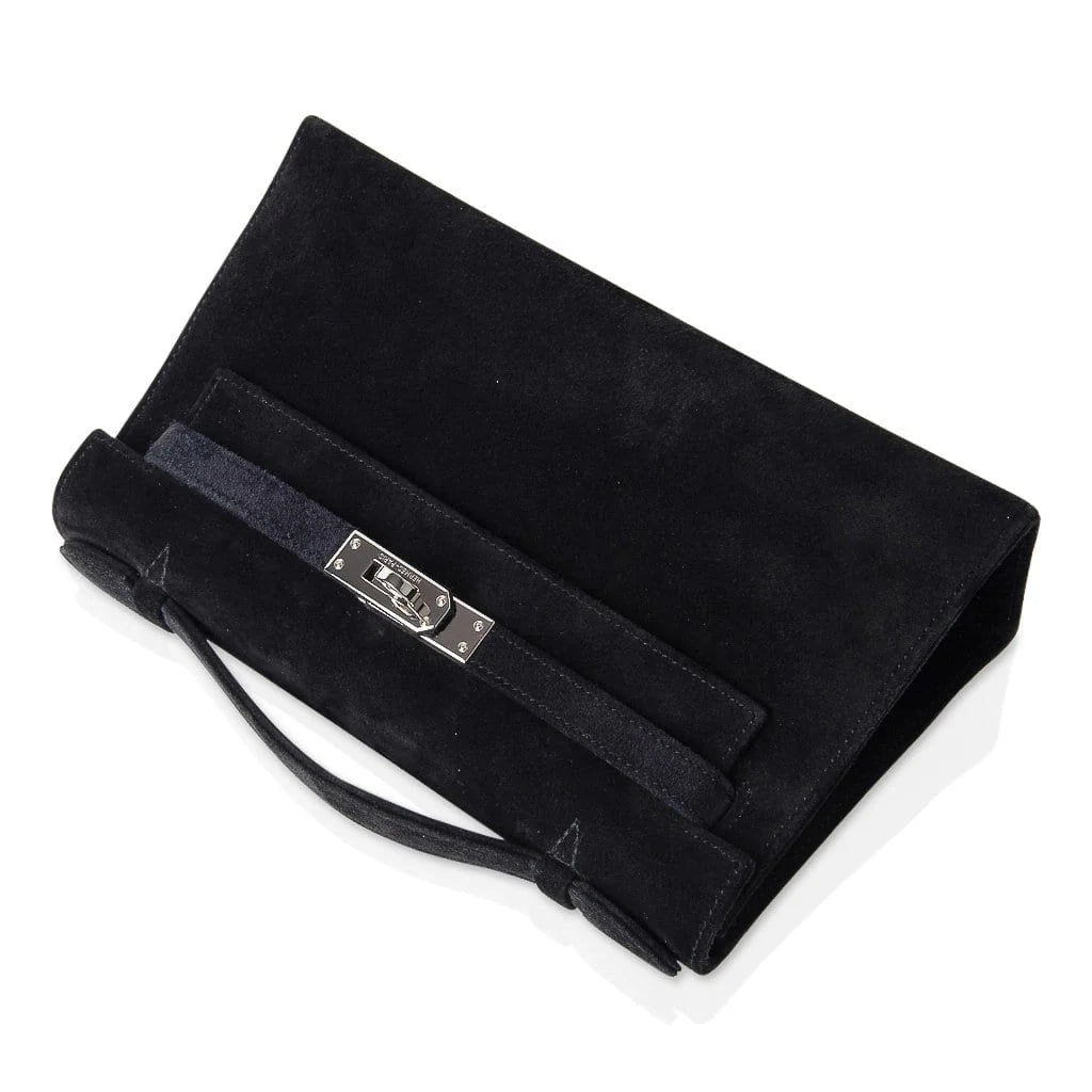 Kelly Pochette Black Doblis Suede Palladium