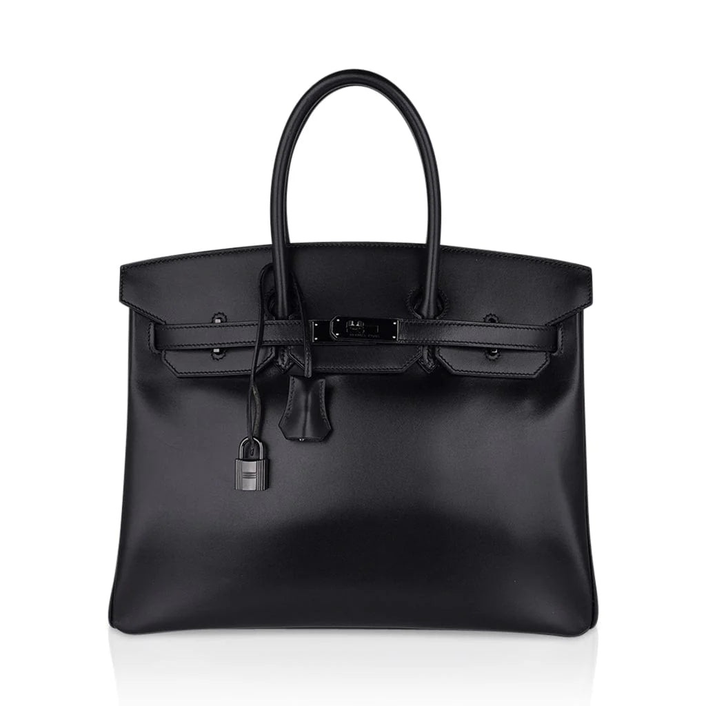 Birkin 35 Bag So Black Box Leather Limited Edition Very Rare