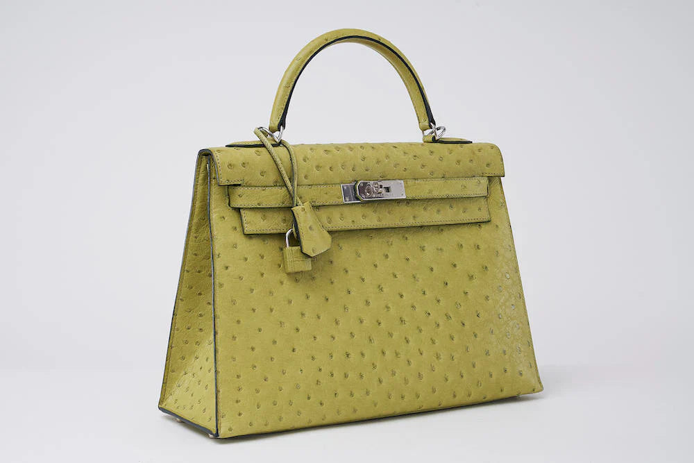Kelly Kiwi Ostrich Grain Texture Gold Hardware