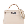 Kelly 20 Mini Sellier Bag Craie Epsom Leather Palladium Hardware New w/Box