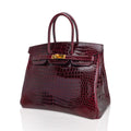 Birkin 35 Bag Bordeaux Porosus Crocodile with Gold Hardware
