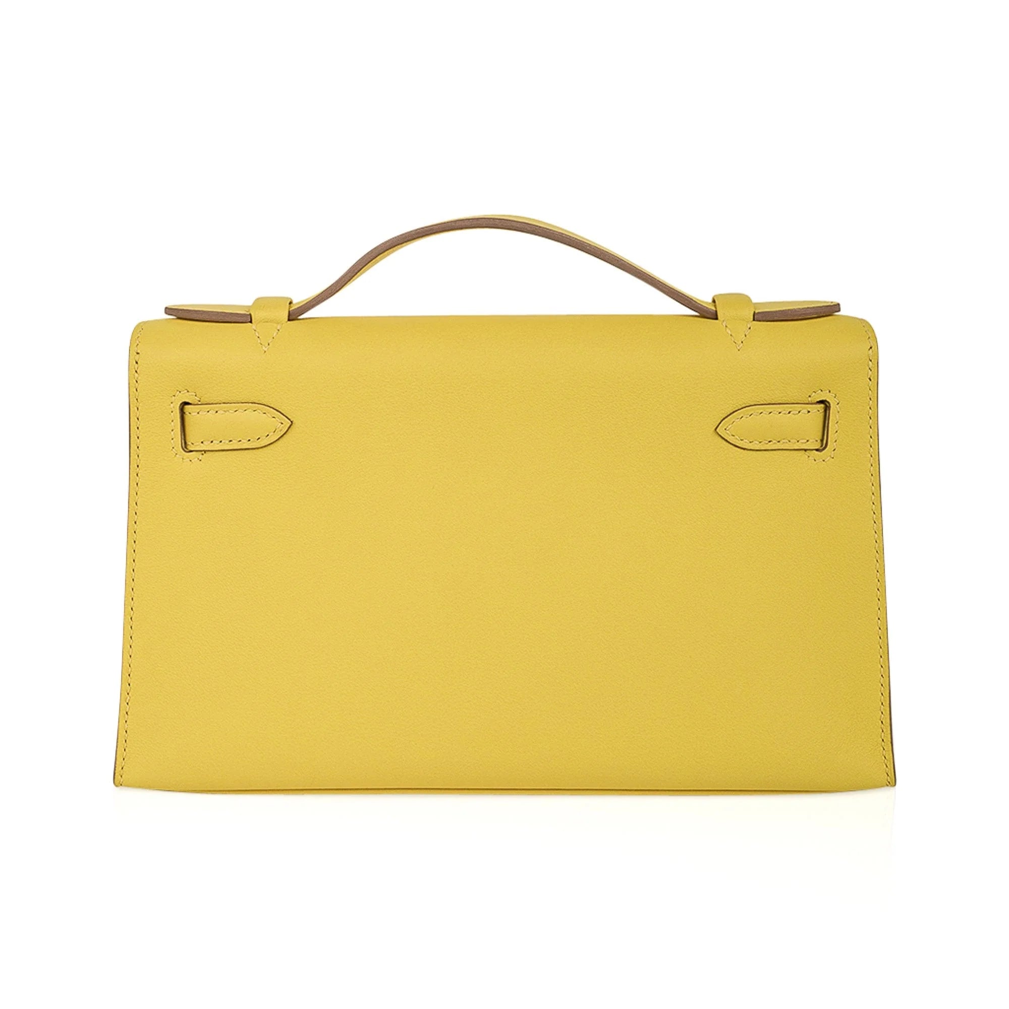 Kelly Pochette Bag Lime Clutch Gold Hardware Swift Leather