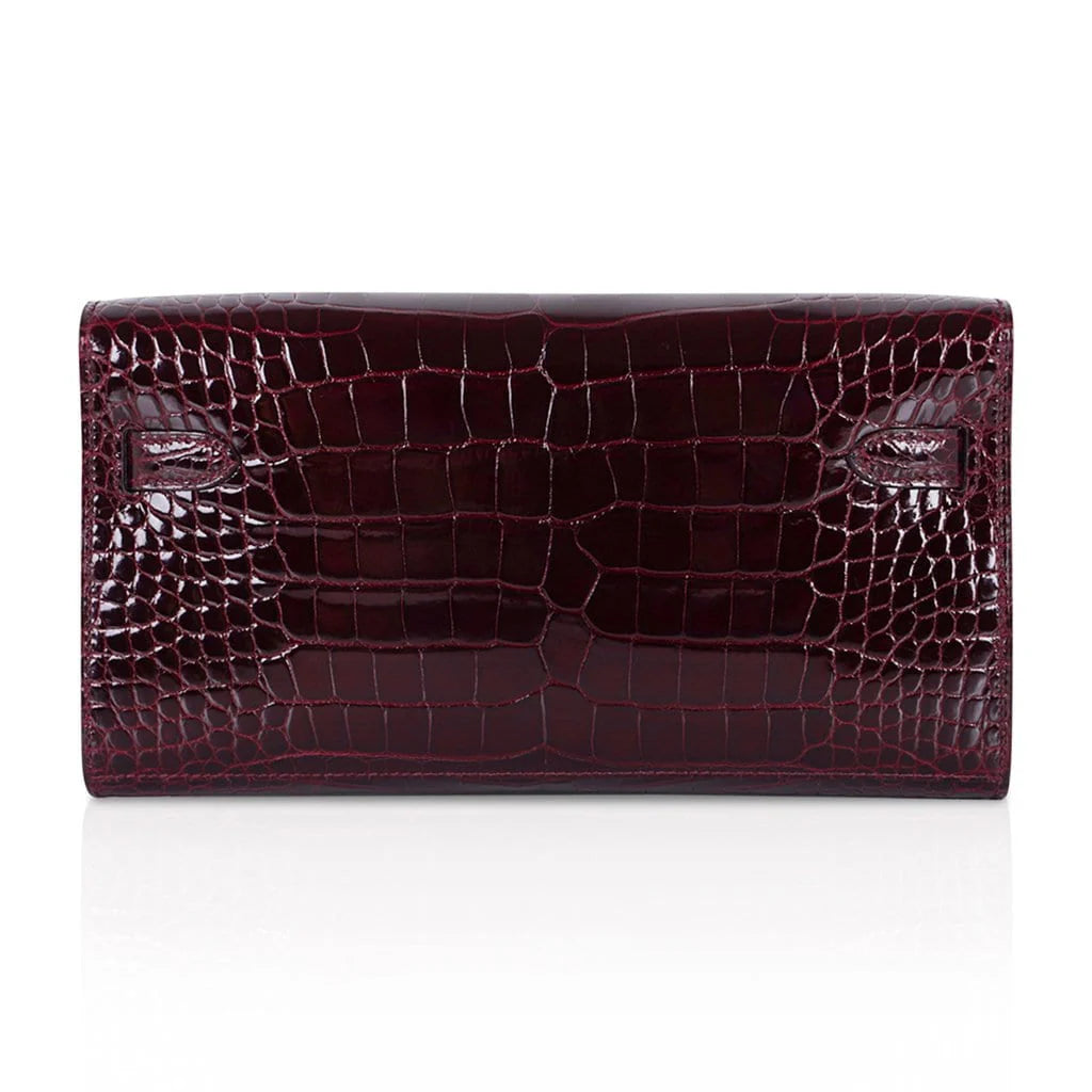Kelly Classique To Go Wallet Bordeaux Alligator Gold Hardware New w/Box
