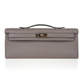 Kelly Cut Bag Gris Asphalte Gray Clutch Swift Gold Hardware
