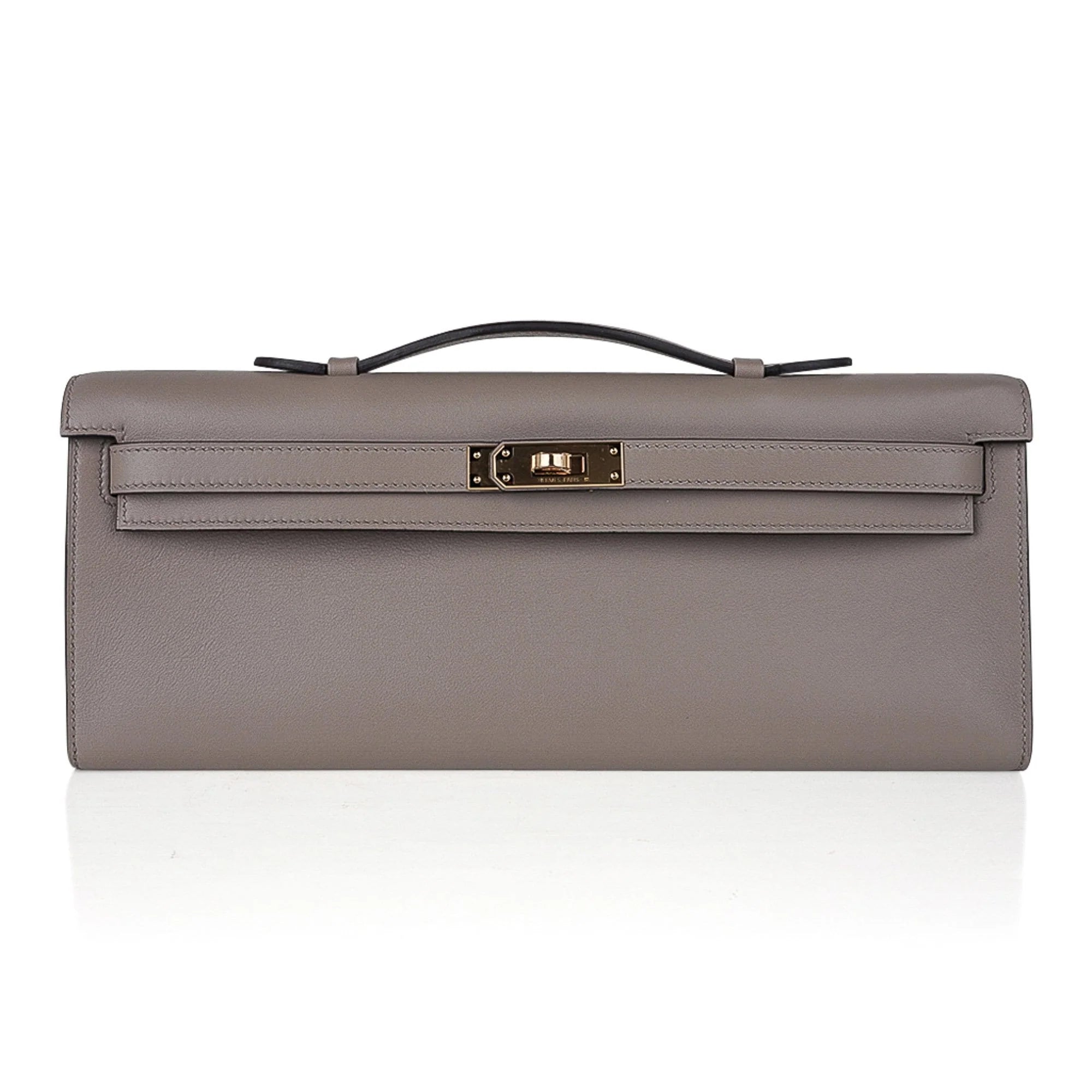 Kelly Cut Bag Gris Asphalte Gray Clutch Swift Gold Hardware