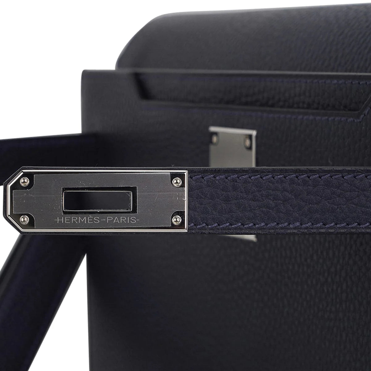 Kelly Depeches 25 Pouch Blue Ocean Galop D’Vache Leather with Palladium Hardware