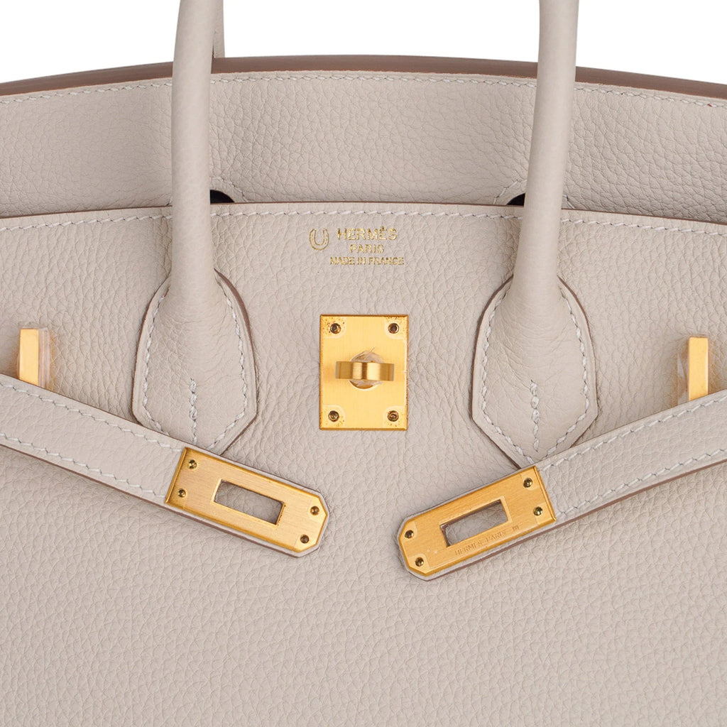 Birkin HSS 25 Bag Beton w/ Pink Rose Pourpre Brushed Gold Hardware Togo
