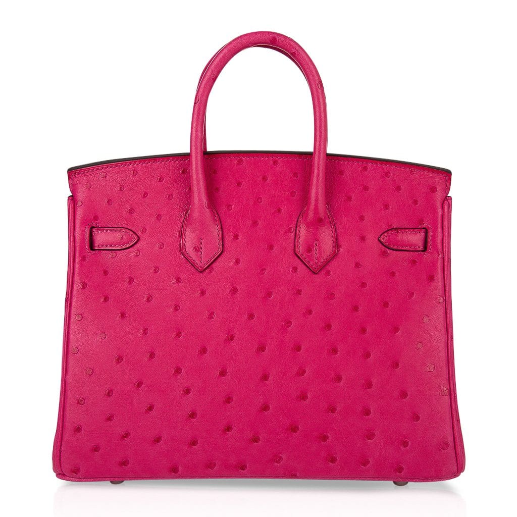 Birkin 25 Rose Tyrien Ostrich Bag Palladium Hardware