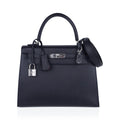 Verso Kelly Sellier 25 Bag Bleu de Minuit & Etrusque Veau Madame Leather with Palladium Hardware
