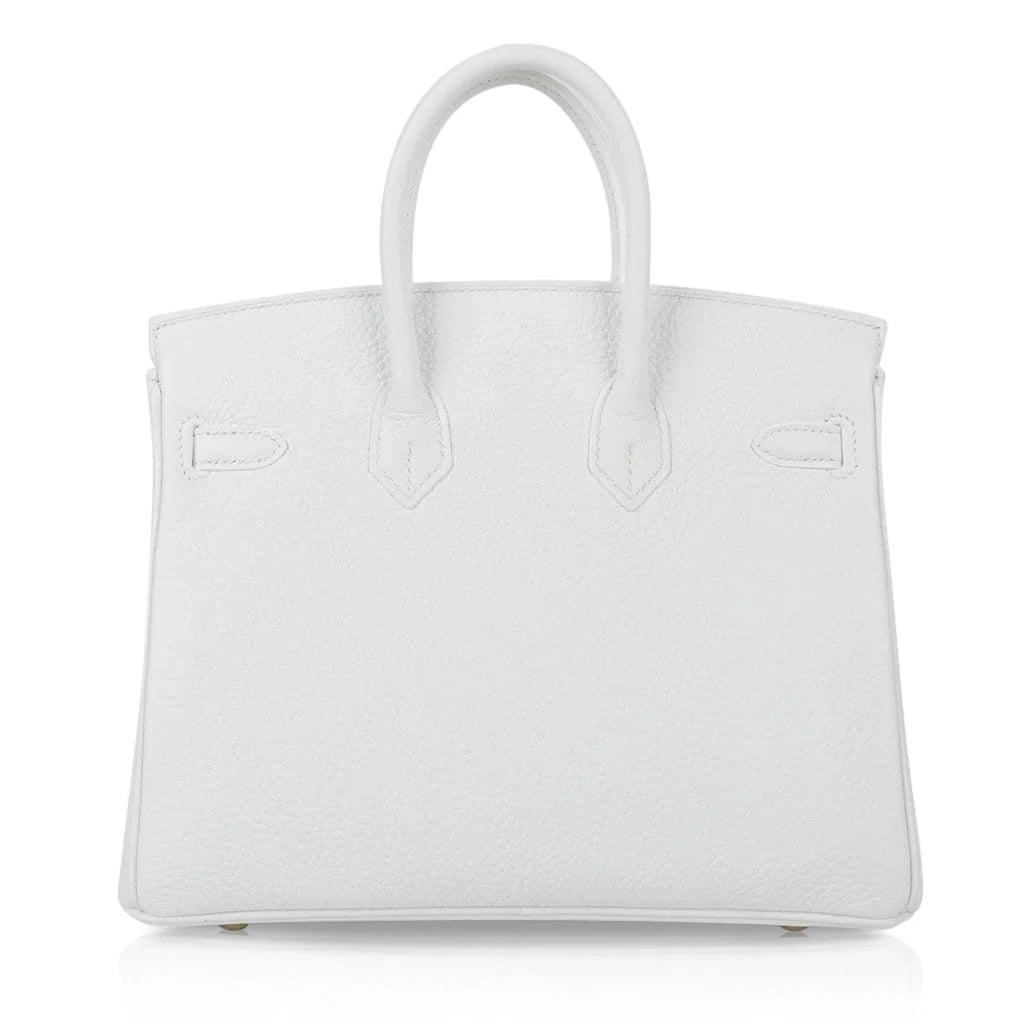 Birkin 25 HSS Bag White Clemence Gold Hardware