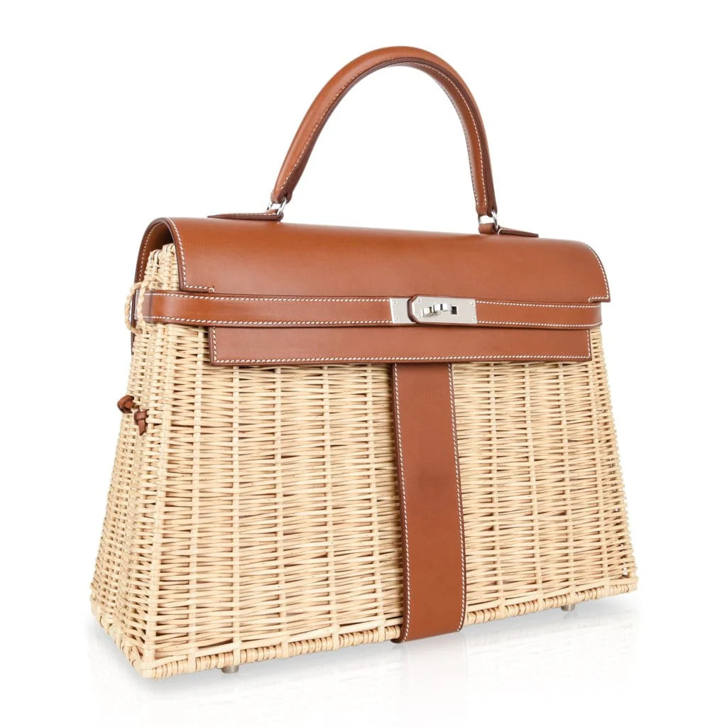 Kelly 35 Bag Picnic Wicker / Osier Palladium Hardware Limited Edition