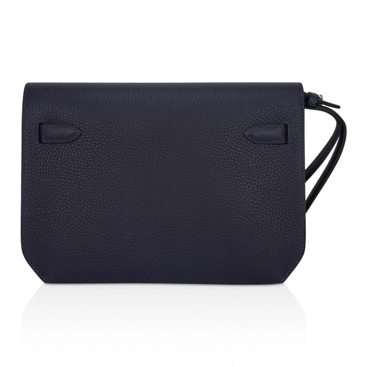 Kelly Depeches 25 Pouch Blue Ocean Galop D’Vache Leather with Palladium Hardware