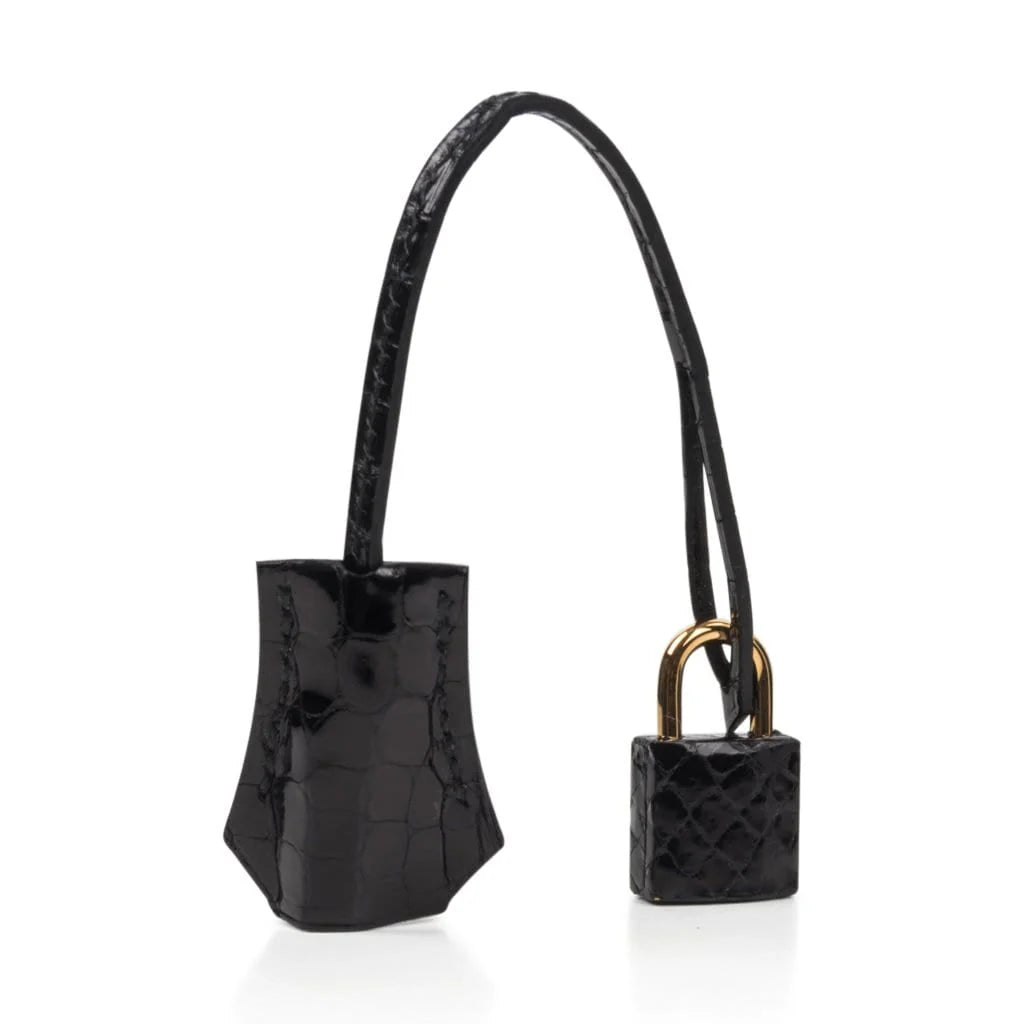Birkin 25 Bag Black Crocodile Lisse Gold Hardware