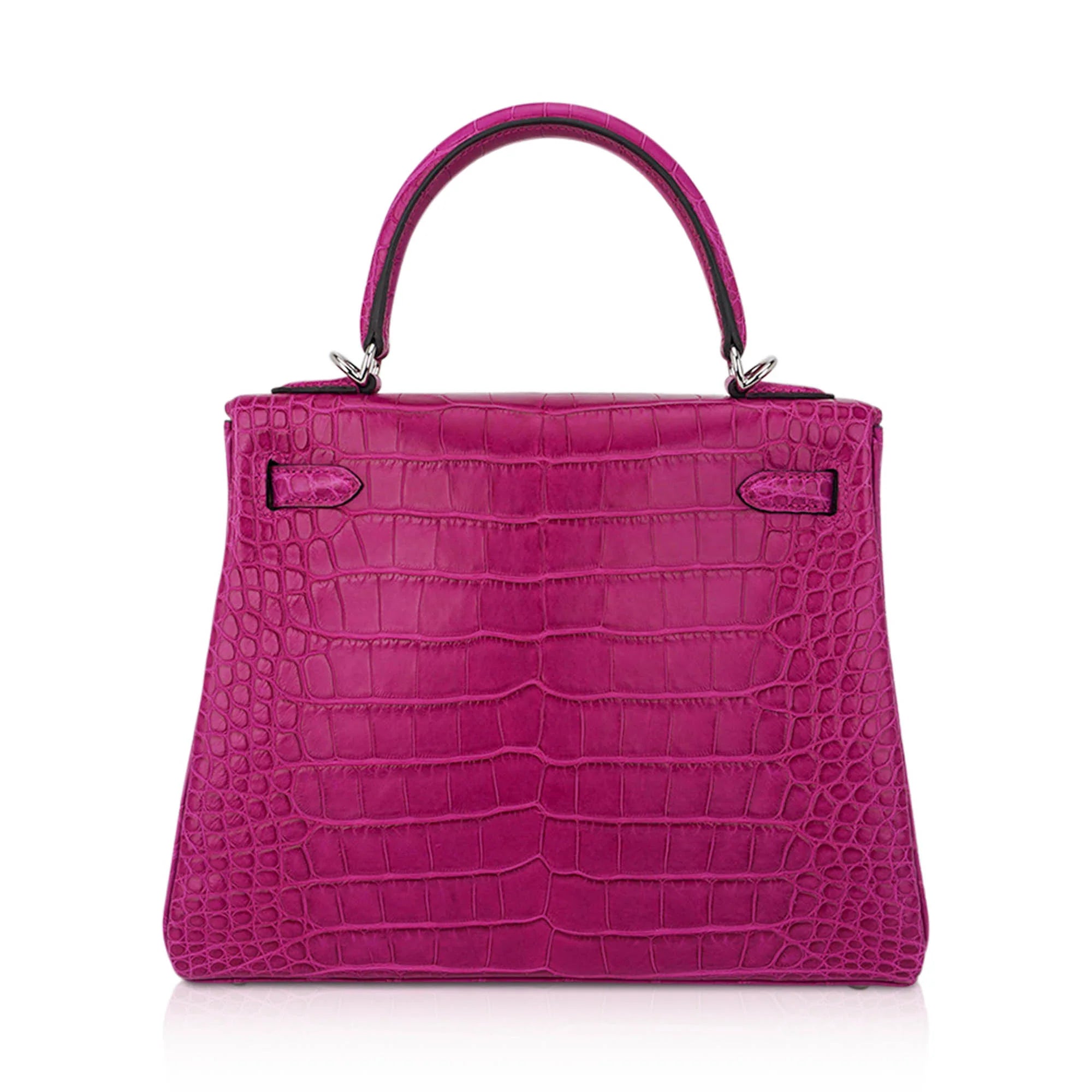 Kelly 25 Retourne Bag Rose Scheherazade Matte Alligator with Palladium Hardware
