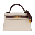 Special Order HSS Mini Kelly 20 Sellier Bag Nata & Bordeaux Epsom Leather with Gold Hardware