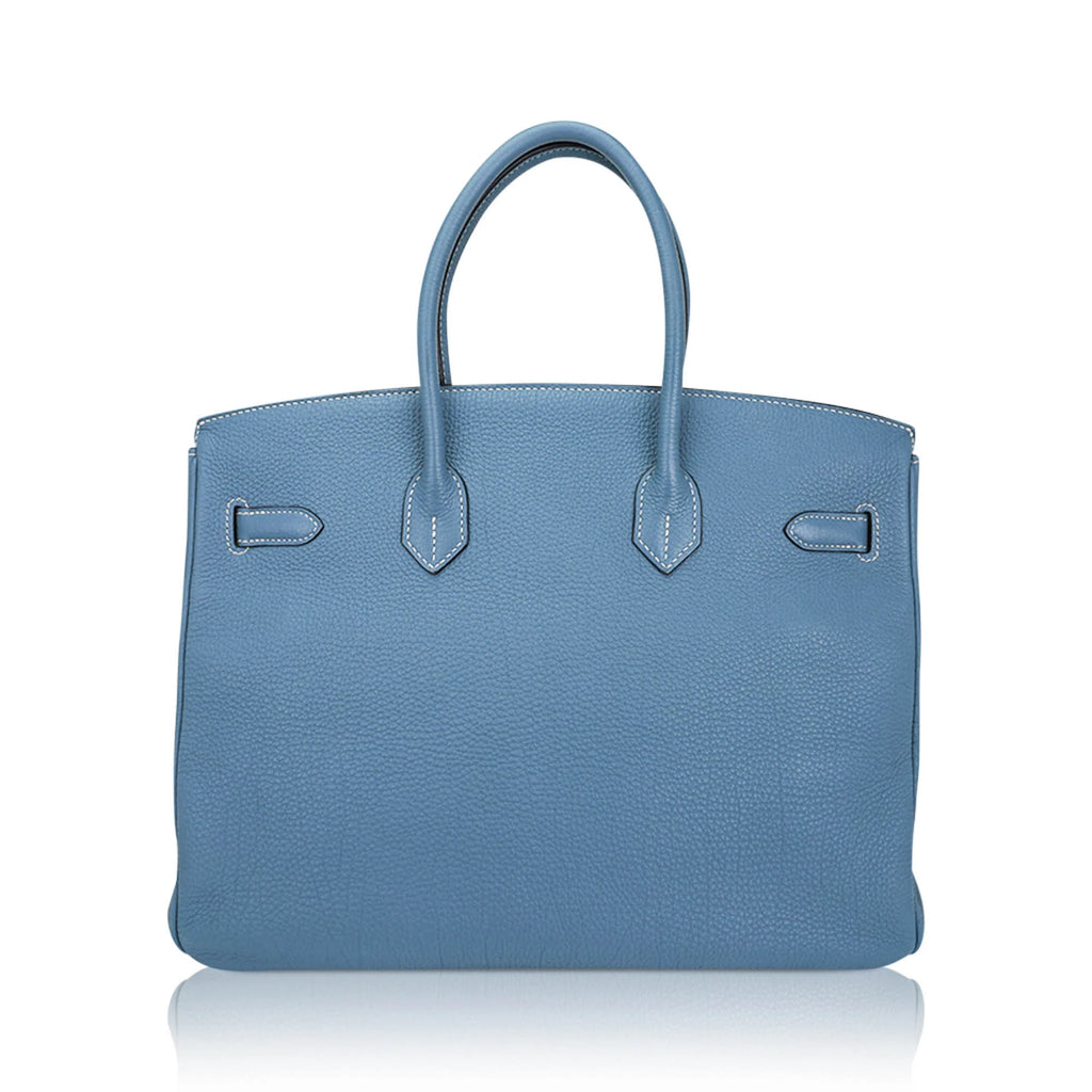 Birkin 35 Bag Blue Jean Togo Leather with Palladium Hardware