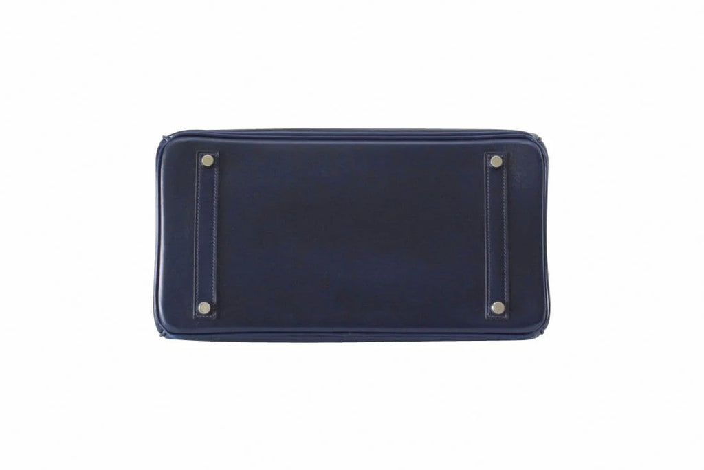 Birkin 35 Bag (Bleu) Blue Marine Coveted Rare Box Leather Palladium