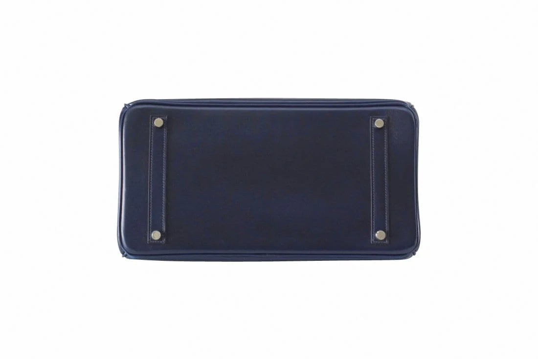 Birkin 35 Bag (Bleu) Blue Marine Coveted Rare Box Leather Palladium