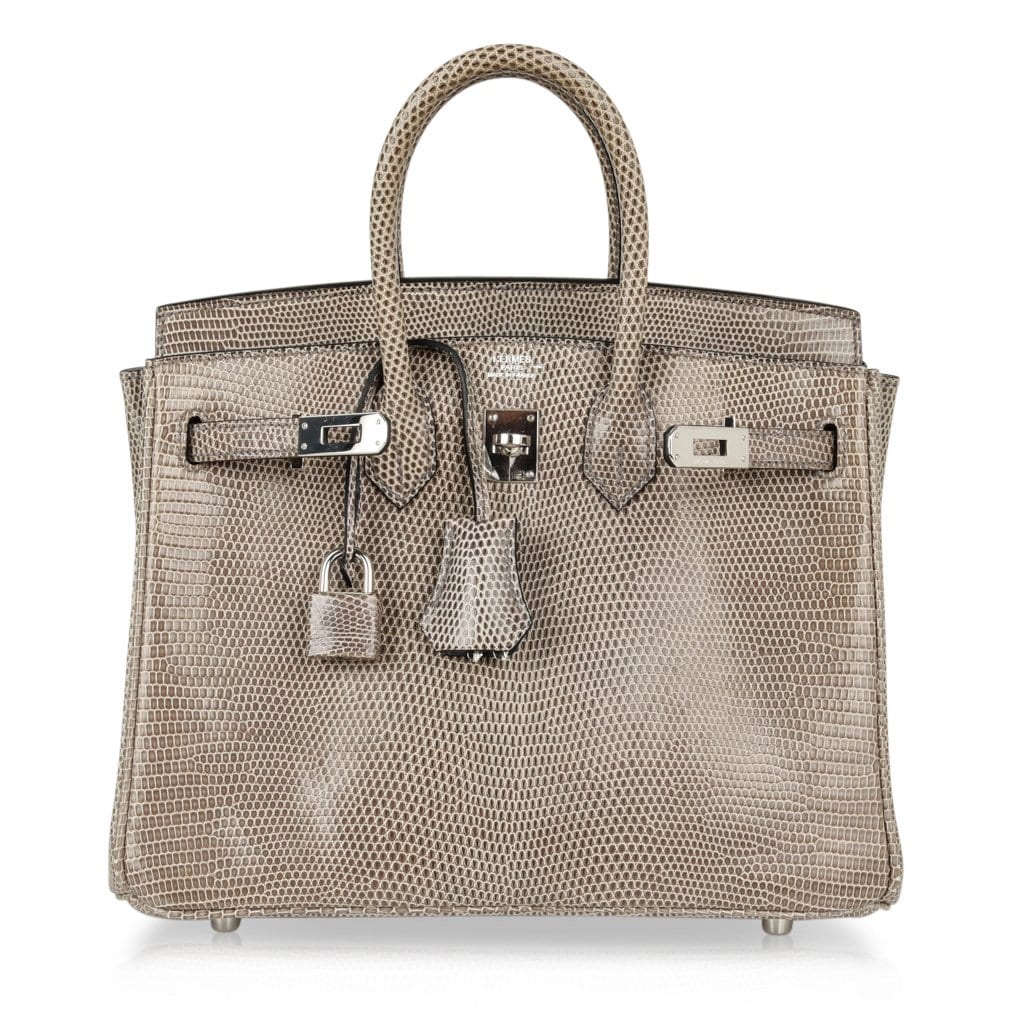 Birkin 25 Bag Gris Agate Lizard Palladium Hardware VERY Rare