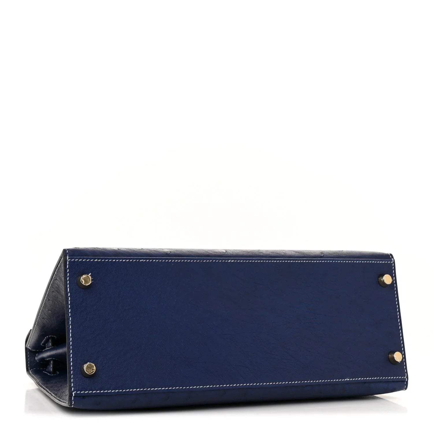 Kelly 25 Bleu Iris Sellier Ostrich Gold Hardware
