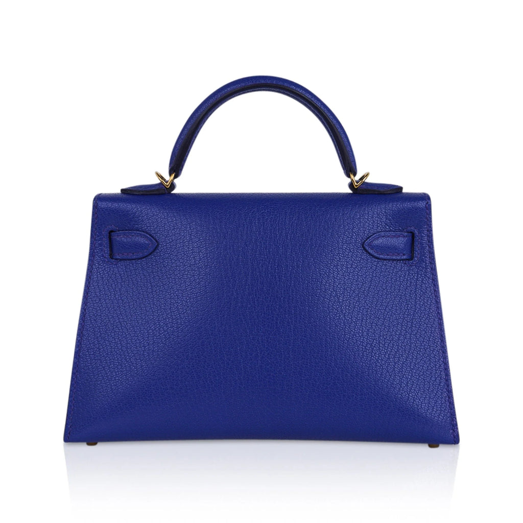 Kelly 20 Mini Sellier Bag Blue de Royal Chevre Leather Gold Hardware