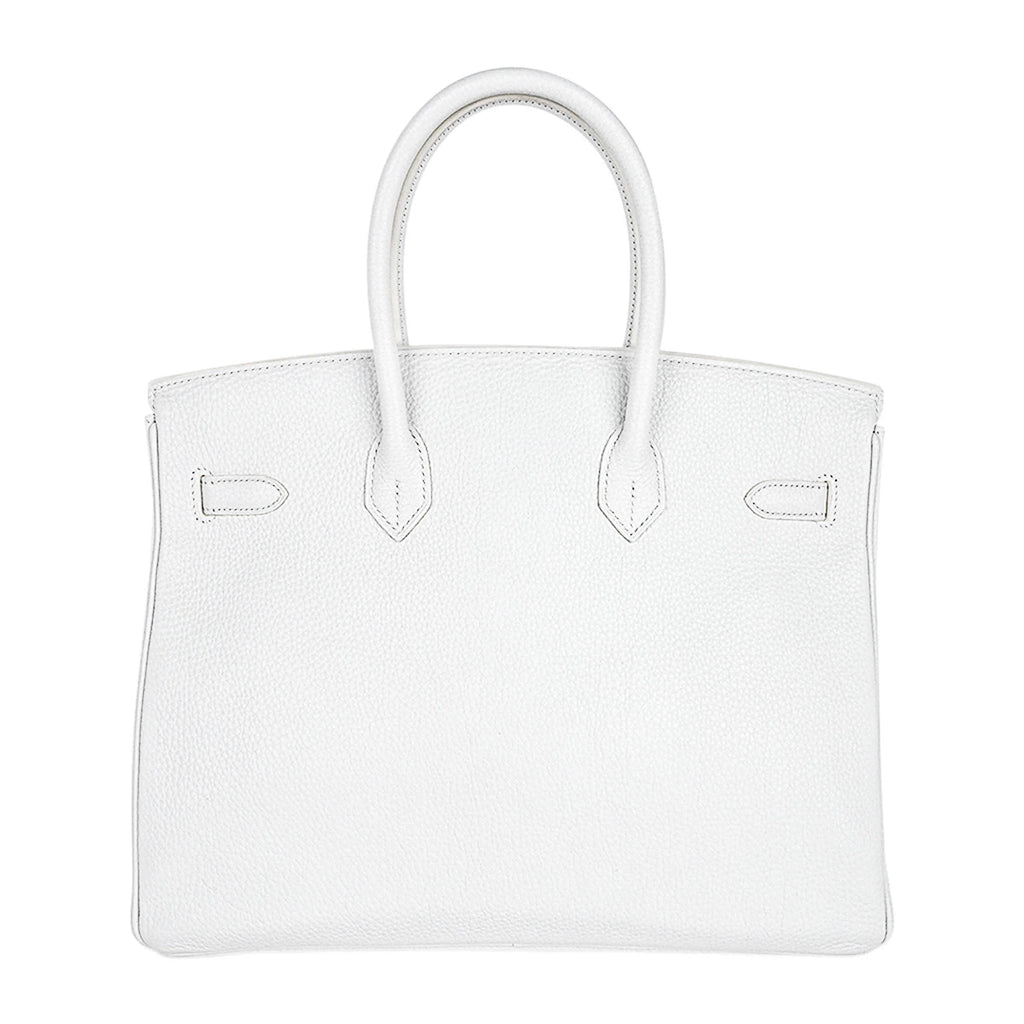 Birkin 35 Bag White Clemence Leather with Palladium Hardware