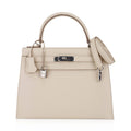 Kelly 28 Bag Sellier Craie Epsom Leather with Palladium Hardware