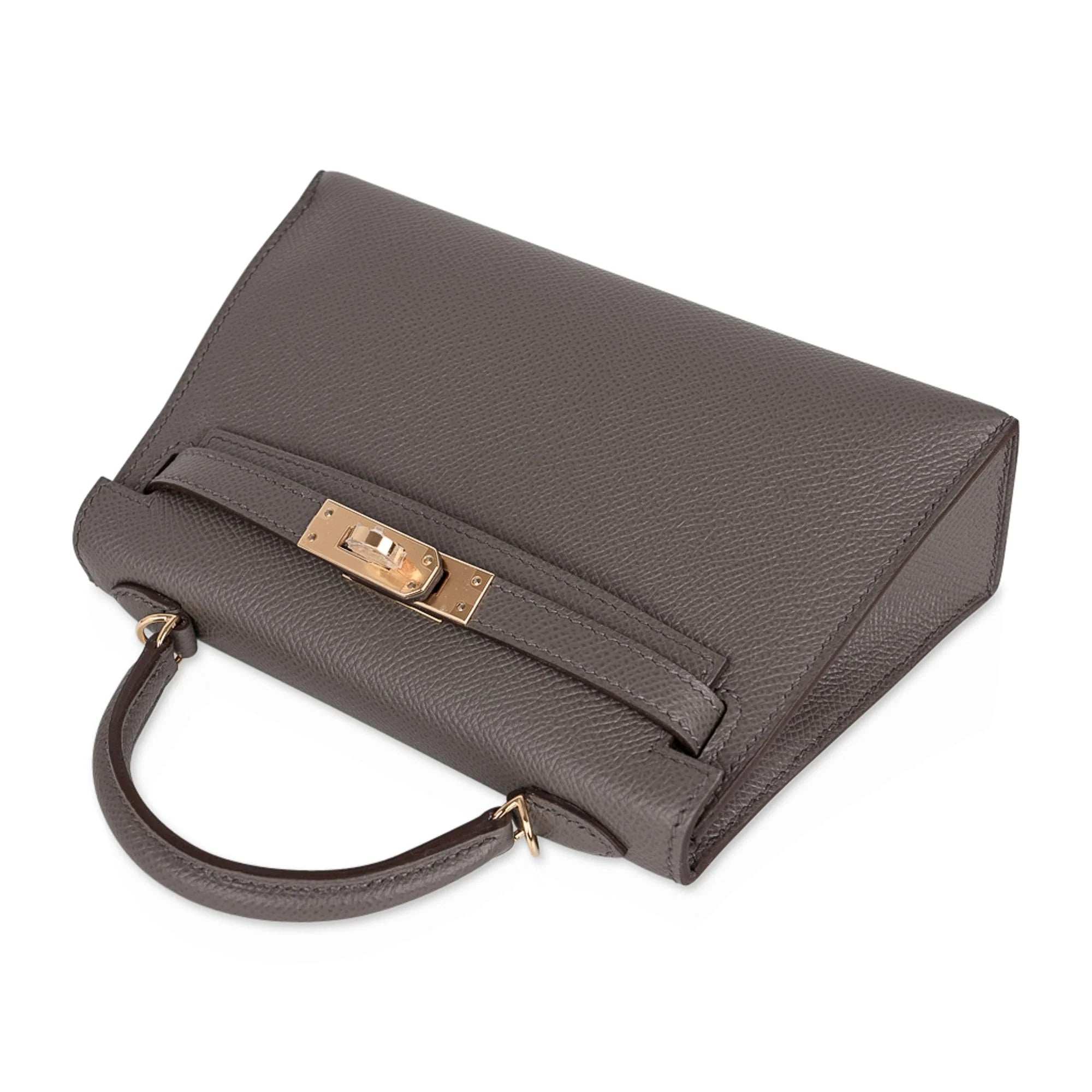 Kelly 20 Mini Sellier Bag Etain Epsom Leather Gold Hardware New w/Box