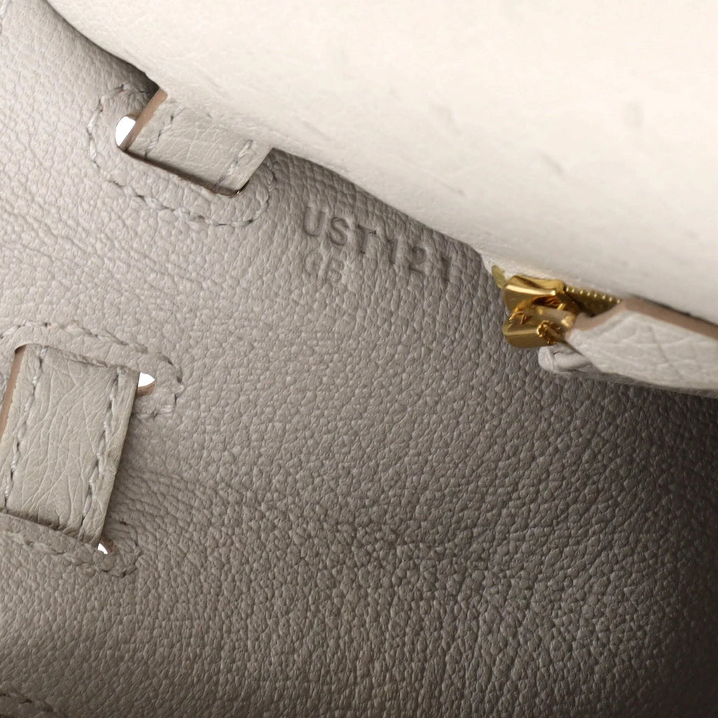 Kelly II Sellier Mini Beton Ostrich Gold Hardware