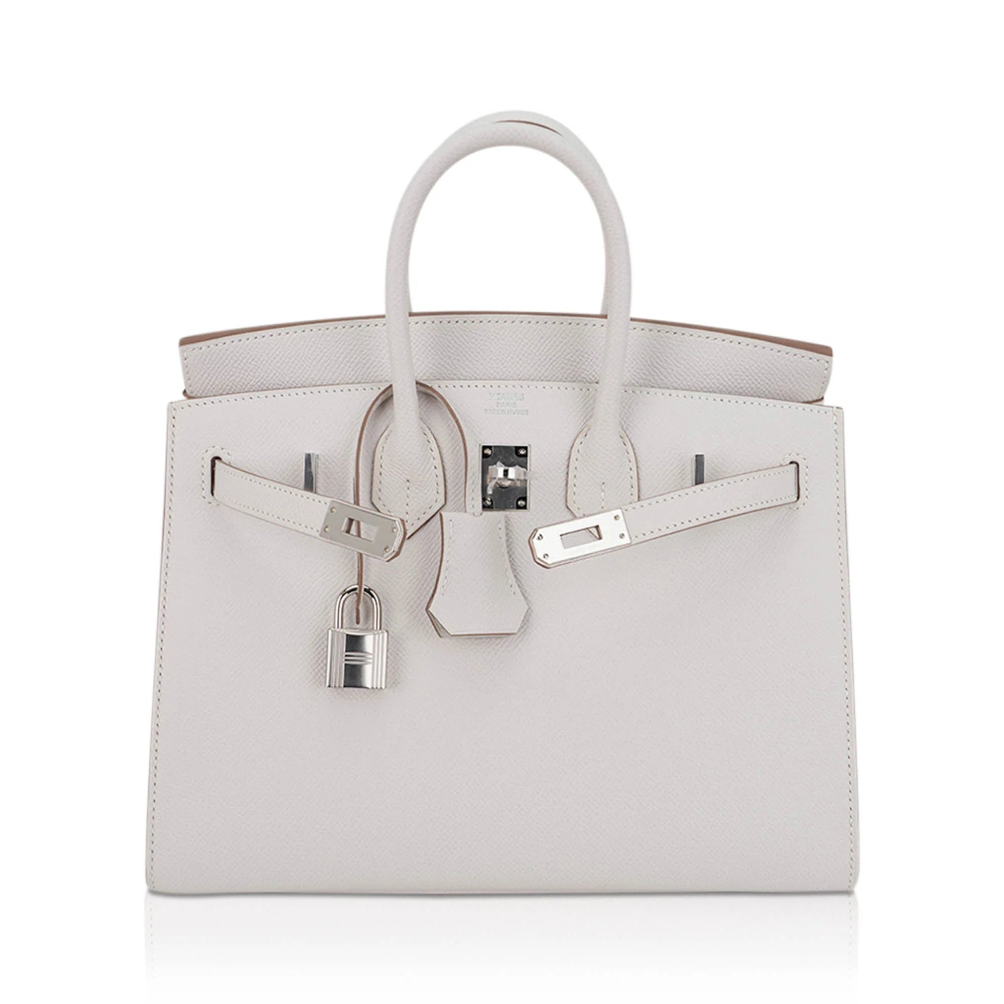 Birkin Sellier 25 Bag Gris Pale Epsom Leather with Palladium Hardware
