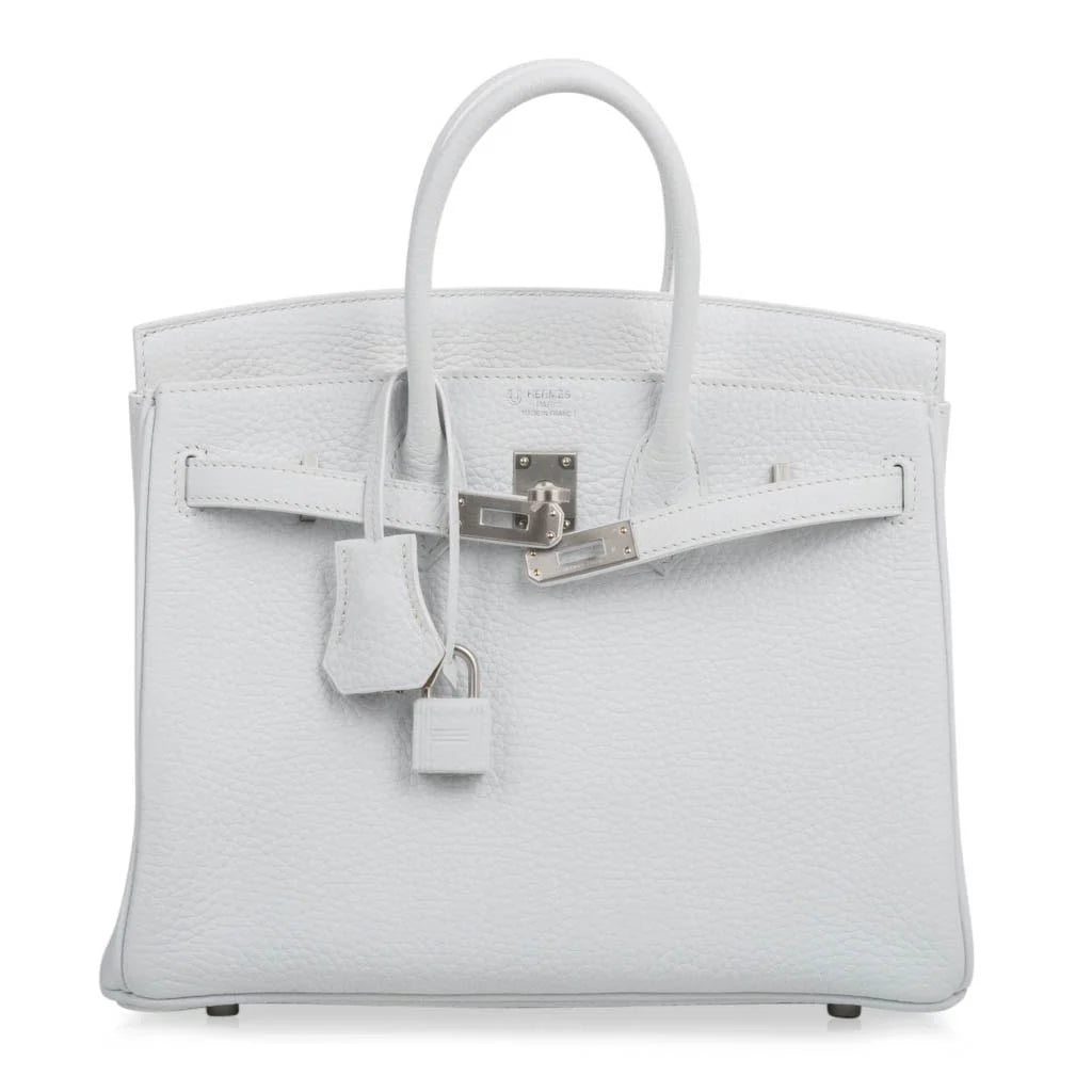Birkin 25 Bag HSS White Clemence Trench Interior Brushed Palladium Hardware