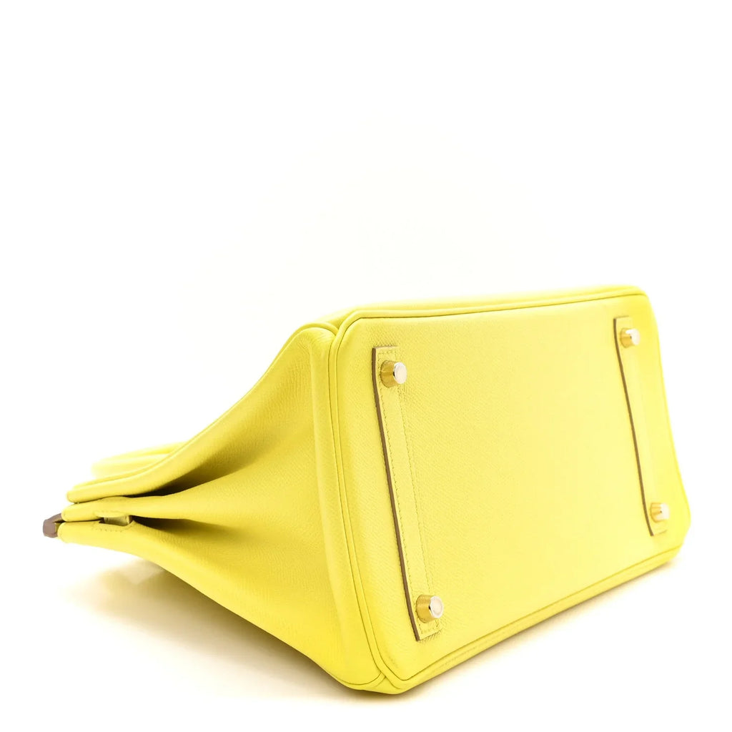 Birkin25 Sellier Jaune Milton Veau Epsom Silver Handbag