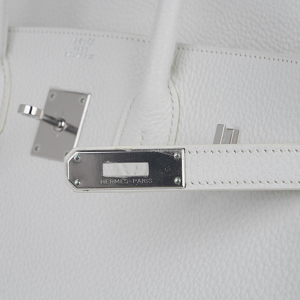 Birkin 35 Bag White Clemence Leather with Palladium Hardware