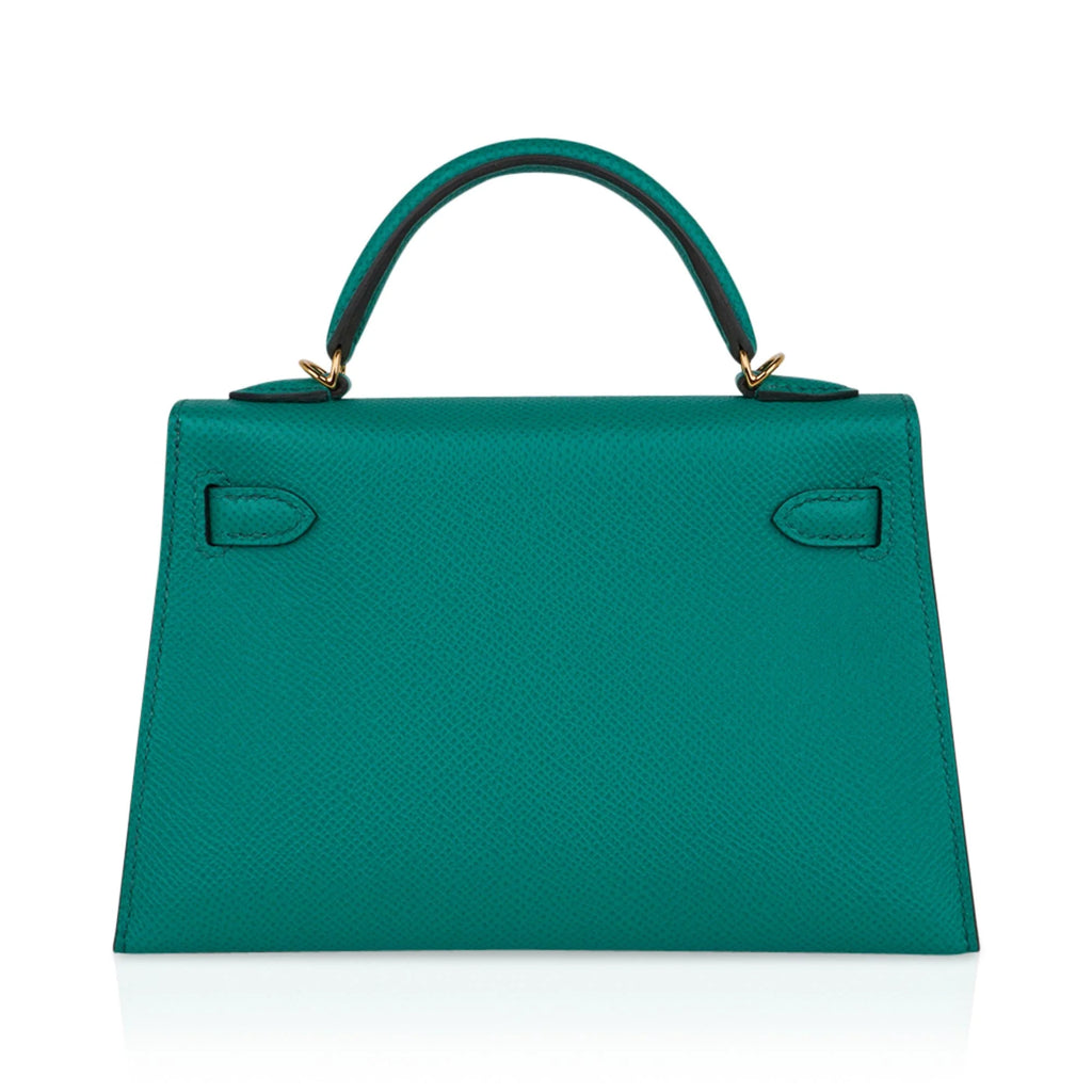 Kelly 20 Mini Sellier Bag Jade Epsom Leather Gold Hardware New w/Box