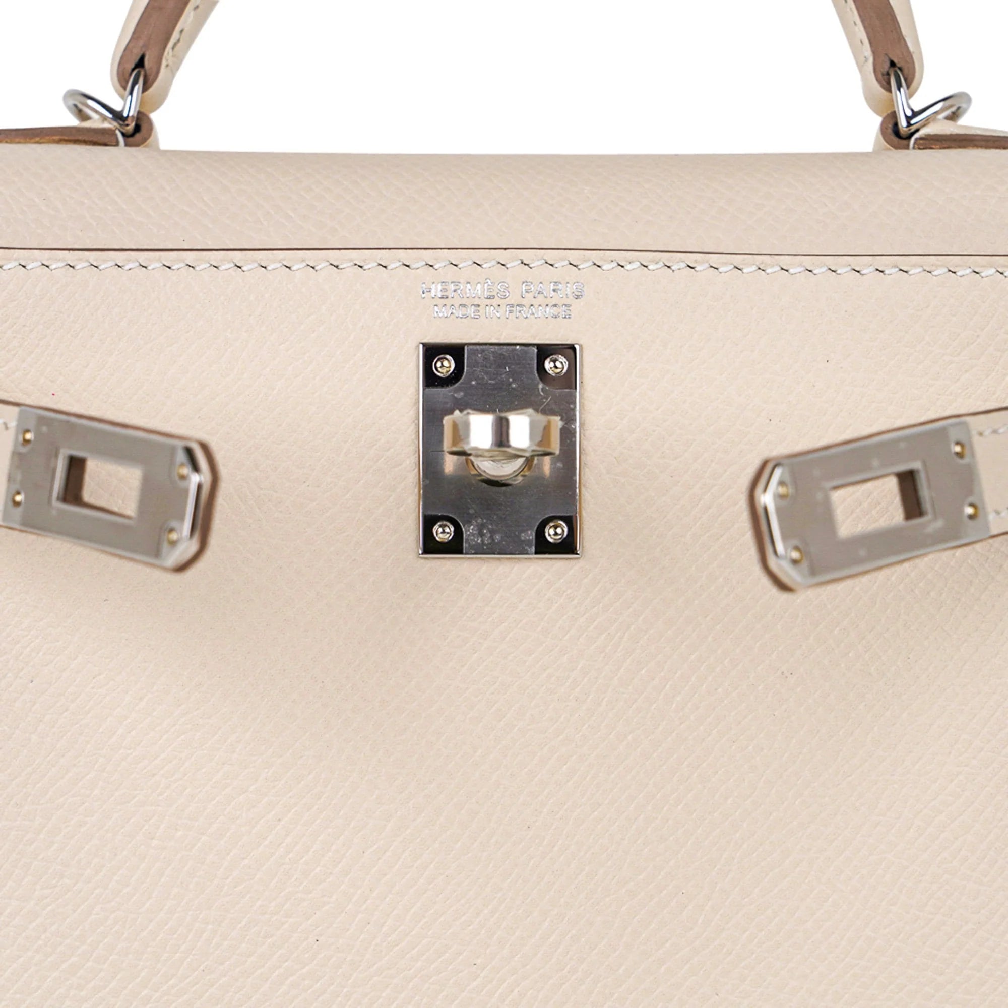 Kelly 20 Mini Sellier Bag Craie Epsom Leather Palladium Hardware New w/Box