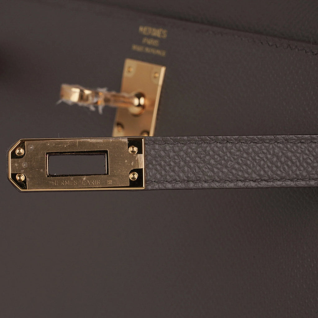 Kelly Sellier 25 Bag Etain Gold Hardware Epsom Leather New